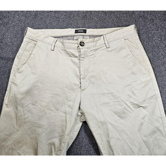 Hugo Boss Pants Men's Size 33 x 31 Khaki Finest talian Fabric Stretch Dress - Picture 7 of 7